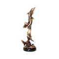 Mermaid Holding Dolphin - Dark Copper 8" W x 12" H